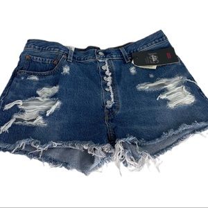 Levis Premium 501 Shorts Mid Rise Button Fly 33